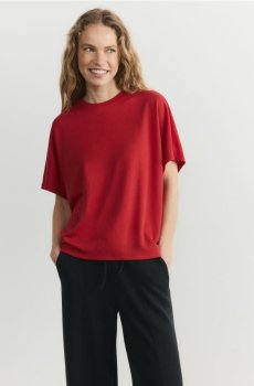 Reserved - Футболка оверсайз з модаллю - червоний - 6889V-33X