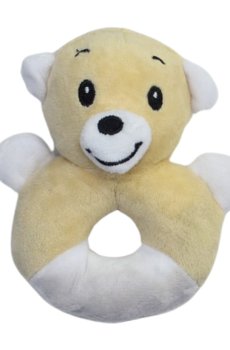 Мягкая игрушка-погремушка с мягким кольцом Lindo Мишка, с рождения, 11*11*4 см (F 1021)