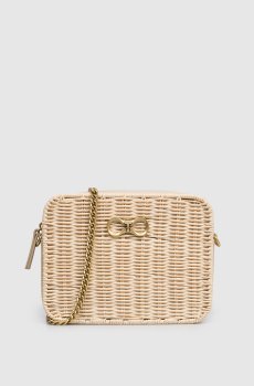 Бежевая сумка кросс-боди с плетением