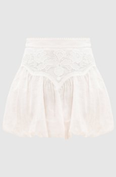 Белая юбка мини с вышивкой бродери