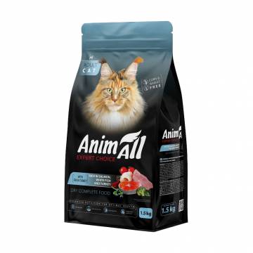 Сухой корм для кошек AnimAll с лососем, белой рыбой и свежей индейкой, 1.5 кг Сухой корм для кошек AnimAll с лососем, белой рыбой и свежей индейкой, 1.5 кг