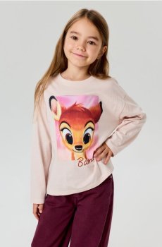 Бавовняний лонгслів Bambi - рожевувато-ліловий