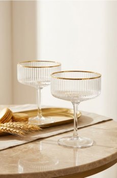 Рифлені коктейльні келихи, набір з 2 штук - clear