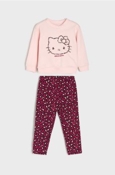 Бавовняний комплект: світшот і легінси Hello Kitty - рожевувато-ліловий
