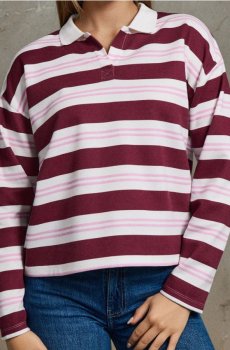 Блузка з коміром - різнобарвний