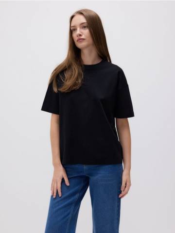 Reserved - Футболка оверсайз з мерсеризованої бавовни - чорний - 157EN-99X