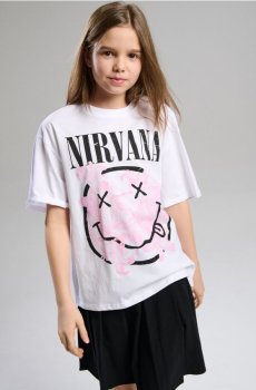 Бавовняна oversize футболка з принтом Nirvana - білий