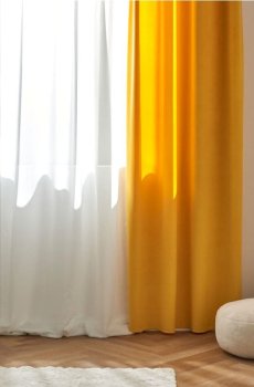 Велюрова фіранка - гірчичний