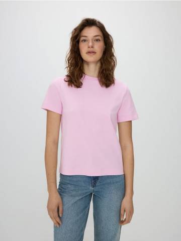 Reserved - Футболка regular fit з мерсеризованої бавовни - рожевий - 2292T-30X