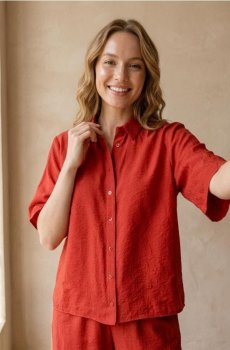 Сорочка з коротким рукавом - червоний