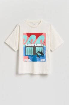 Reserved - Бавовняна футболка - кремовий - 890IX-01X