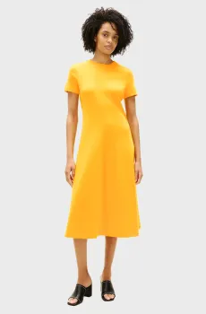 Женское желтое платье INTERLOCK F&F MIDI Желтый S Tommy Hilfiger WW0WW50825