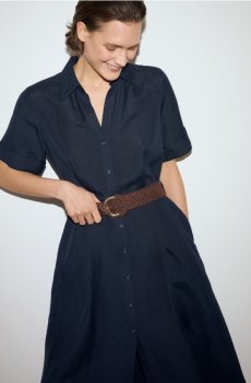 Reserved - Сукня міді з лляної суміші - темно-синій - 345HK-59X