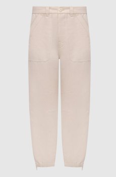 Бежевые брюки с льном