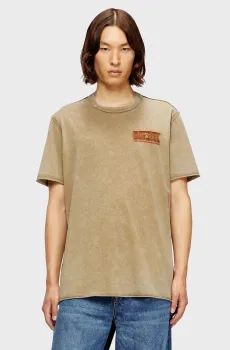 Мужская бежевая футболка T-RAWJUST-V1 Бежевый L Diesel A20958 0KMAH