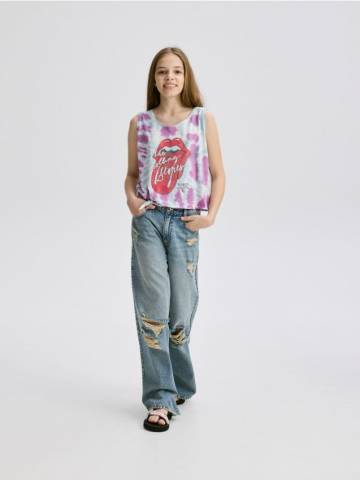 Reserved - Джинси super wide leg з потертостями - indigo jeans - 698FG-57J Reserved - Джинси super wide leg з потертостями - indigo jeans - 698FG-57J
