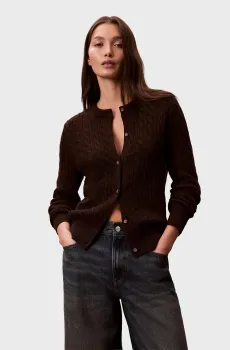 Женский коричневый кардиган CREWNECK Коричневый L Calvin Klein Jeans LV044E307G