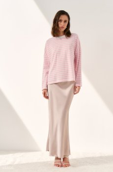 Рожевий лонгслів оверсайз у смужку