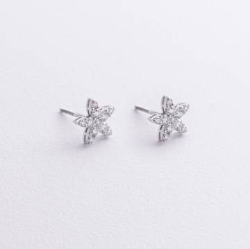Серьги - пусеты "Цветочки" с бриллиантами (белое золото) 339651121 Серьги - пусеты "Цветочки" с бриллиантами (белое золото) 339651121