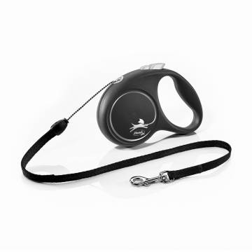 Поводок-рулетка для собак Flexi Black Design трос, черный, размер S, 5 м, до 12 кг