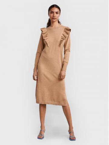 YAS Трикотажна сукня Hello 26028127 Бежевий Regular Fit YAS Трикотажна сукня Hello 26028127 Бежевий Regular Fit