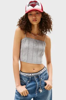 Женский серый топ TOMMY GIRL Серый S Tommy Jeans DW0DW21231