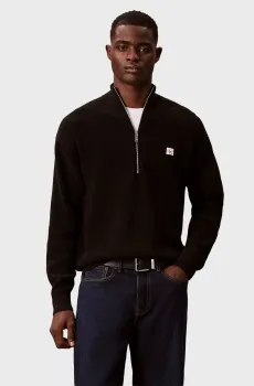 Мужская черная кофта COTTON WAFFLE QUARTER Черный S Calvin Klein Jeans LV04RE308G