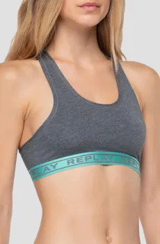 Женский серый топ Серый L Replay I101304