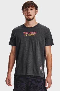 Мужская черная футболка UA WE RUN IN PEACE SS Черный S Under Armour 1376986-001