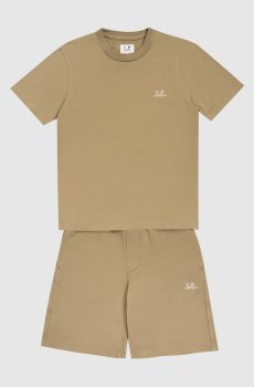 Детский костюм цвета хаки с принтом логотипа