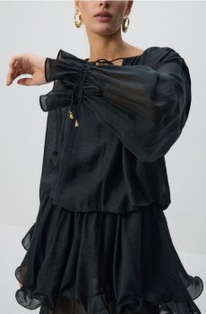 Reserved - Сукня-міні з краваткою - чорний - 393IK-99X