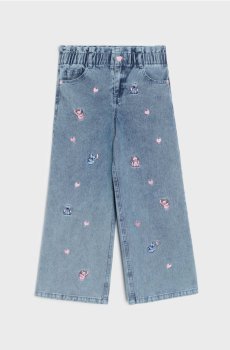 Джинси wide leg з вишивкою Lilo & Stitch - синій