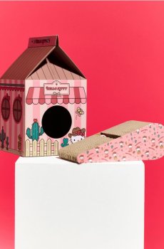Картонний будиночок для кота Hello Kitty - рожевий