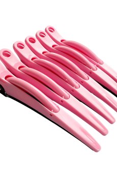 Парикмахерский зажим для волос Zauber-manicure пластиково-металлический, розовый, 6 шт (06-094A-6)