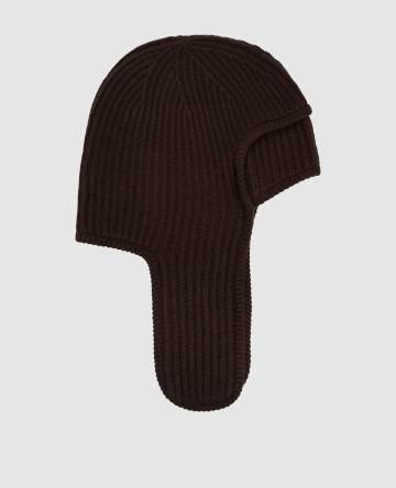 Коричневая шапка-ушанка из кашемира