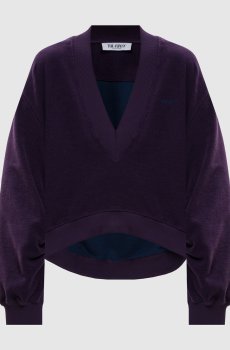 Фиолетовый пуловер с вышивкой логотипа