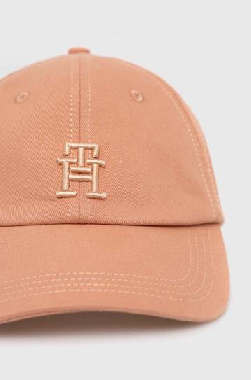Хлопковая кепка Tommy Hilfiger цвет оранжевый однотонная Хлопковая кепка Tommy Hilfiger цвет оранжевый однотонная