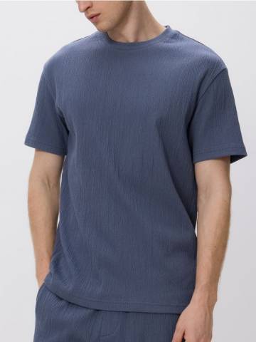 Reserved - Структурована футболка комфортного крою - темно-синій - WC962-95X