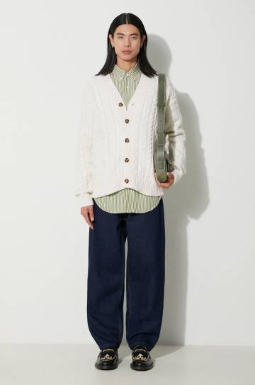 Шерстяной кардиган Drôle de Monsieur Le Cardigan Torsades цвет бежевый C-CA113-WO018-CM Шерстяной кардиган Drôle de Monsieur Le Cardigan Torsades цвет бежевый C-CA113-WO018-CM