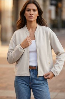 Кофта-бомбер з домішкою віскози - нюдовий
