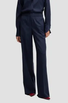 Женские темно-синие шерстяные брюки Синий 40 BOSS 50534567;406