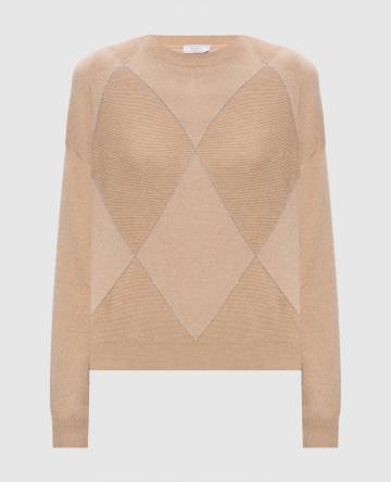 Бежевый джемпер из шерсти, шелка и кашемира Бежевый джемпер из шерсти, шелка и кашемира