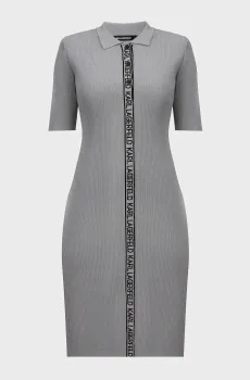 Женское серое платье SSLV LOGO KNIT DRESS Серый L Karl Lagerfeld 246W1325