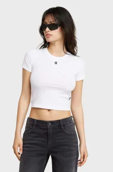 Женская белая футболка Cropped Белый S G-Star RAW D26446,3310