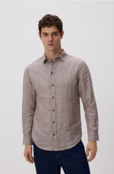 Reserved - Лляна сорочка regular fit - коричневий - 004IS-88P