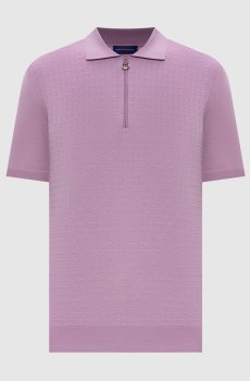 Фиолетовое поло из шерсти, кашемира и шелка в узор