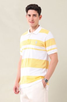 U.S. Polo Assn. Men Striped Polo Collar Cotton Slim Fit T-shirt