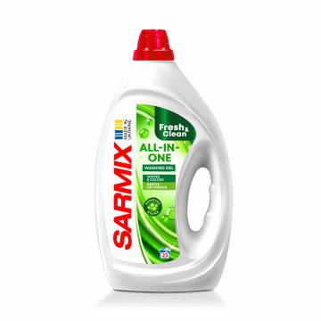 Гель для стирки Sarmix Fresh & Clean Washing Gel, All-In-One, 23 стирки, 900 мл Гель для стирки Sarmix Fresh & Clean Washing Gel, All-In-One, 23 стирки, 900 мл