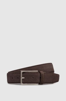Коричневый замшевый ремень с логотипом
