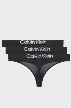 Женские черные трусики (3 шт) Черный M Calvin Klein LV00QD5397
